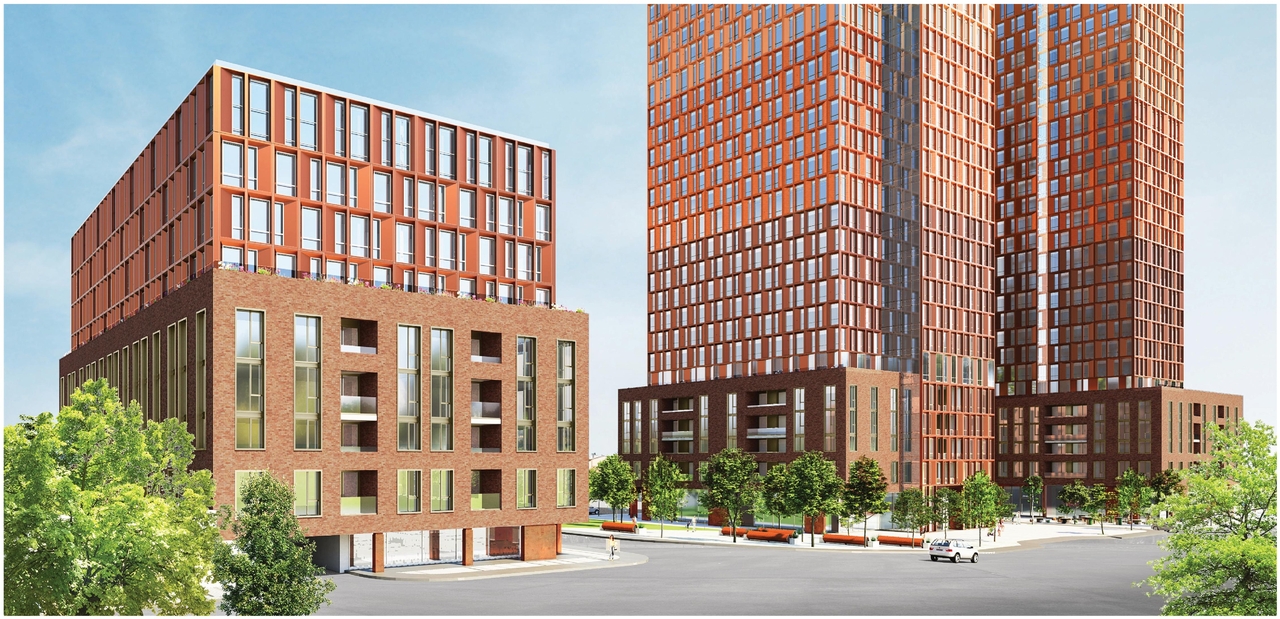 Rendering of building from page 58 of the file '2023-06-12 - Urban Design Brief - D02-02-23-0046'