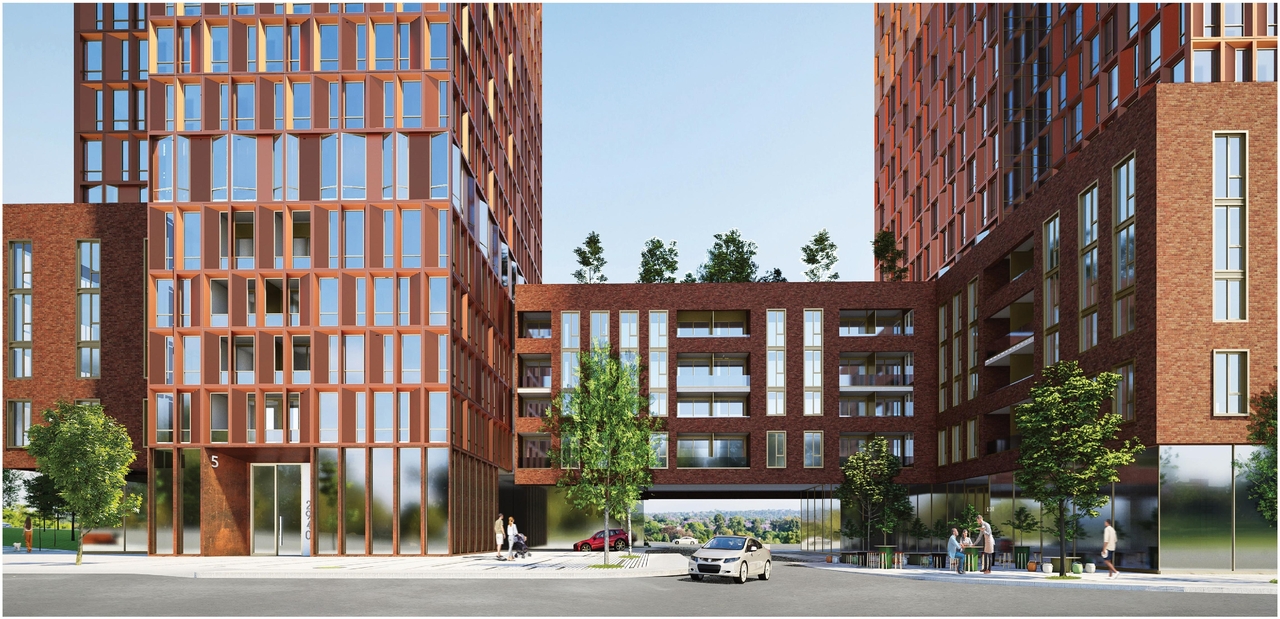 Rendering of building from page 59 of the file '2023-06-12 - Urban Design Brief - D02-02-23-0046'