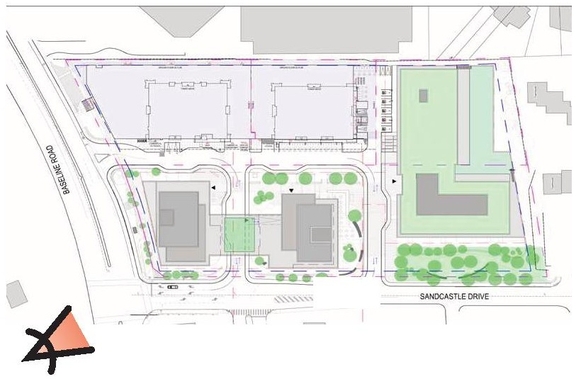 Construction site plan for project from page 58 of the file '2024-08-30 - Design Brief - D02-02-23-0046'