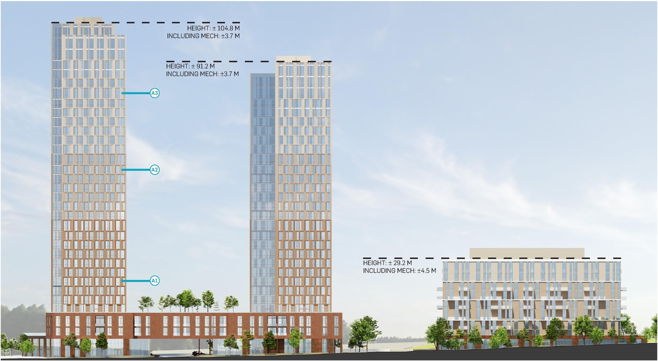 Rendering of building from page 62 of the file '2024-08-30 - Design Brief - D02-02-23-0046'