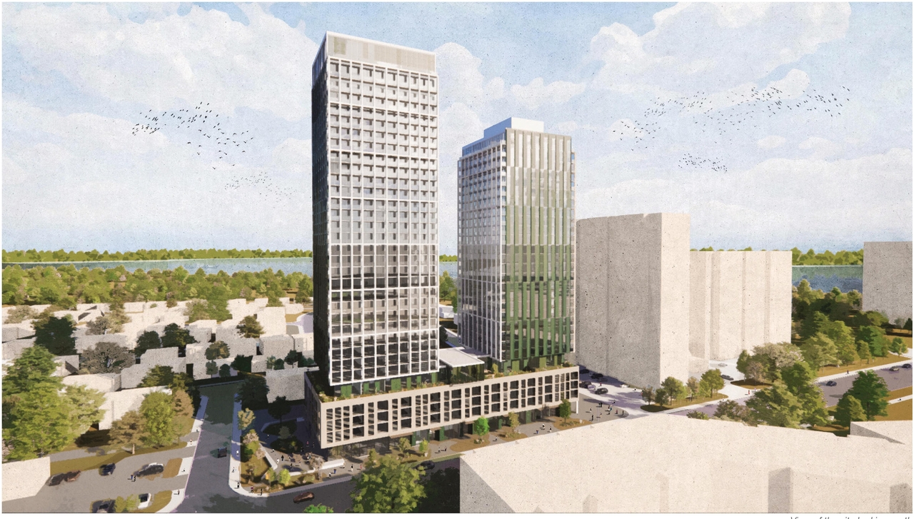 Rendering of building from page 3 of the file '2023-06-27 - Design Brief - D02-02-23-0051'