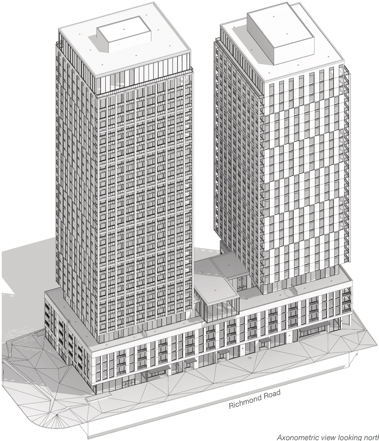 Rendering of building from page 6 of the file '2023-06-27 - Design Brief - D02-02-23-0051'