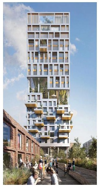Rendering of building from page 2 of the file '2024-10-25 - Design Brief - D02-02-23-0051'