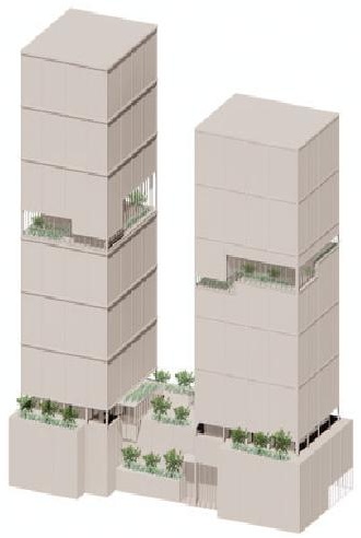 Rendering of building from page 2 of the file '2024-10-25 - Design Brief - D02-02-23-0051'