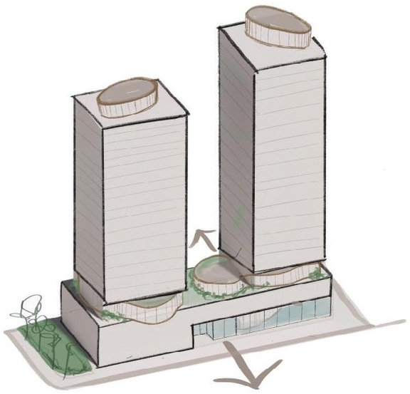 Rendering of building from page 2 of the file '2024-10-25 - Design Brief - D02-02-23-0051'