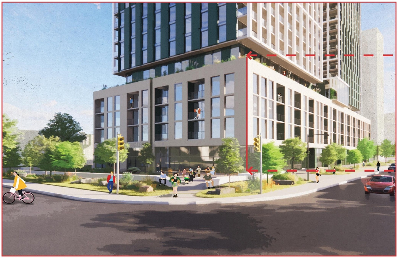 Rendering of building from page 15 of the file '2024-10-25 - Design Brief - D02-02-23-0051'