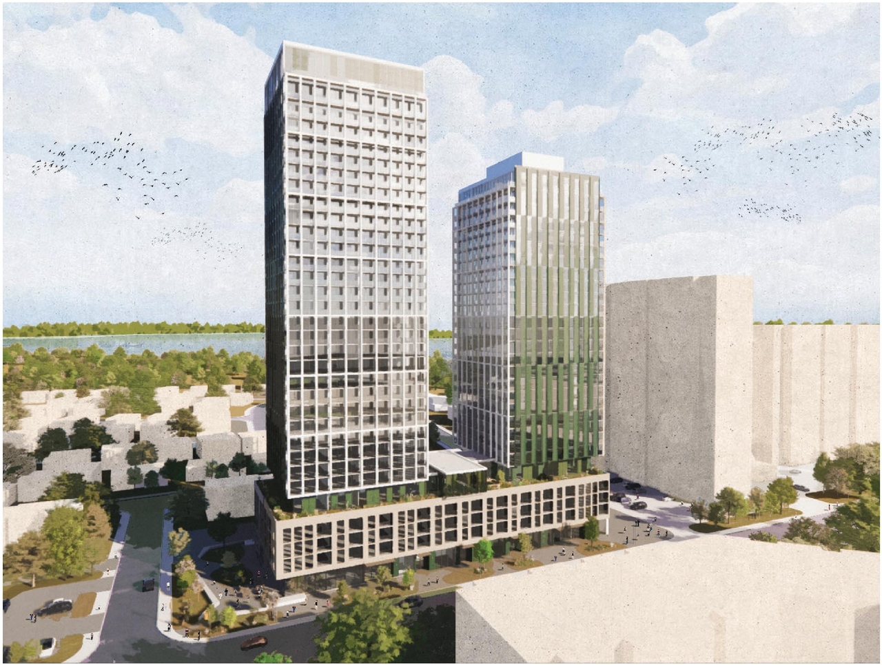 Rendering of building from page 16 of the file '2024-10-25 - Design Brief - D02-02-23-0051'