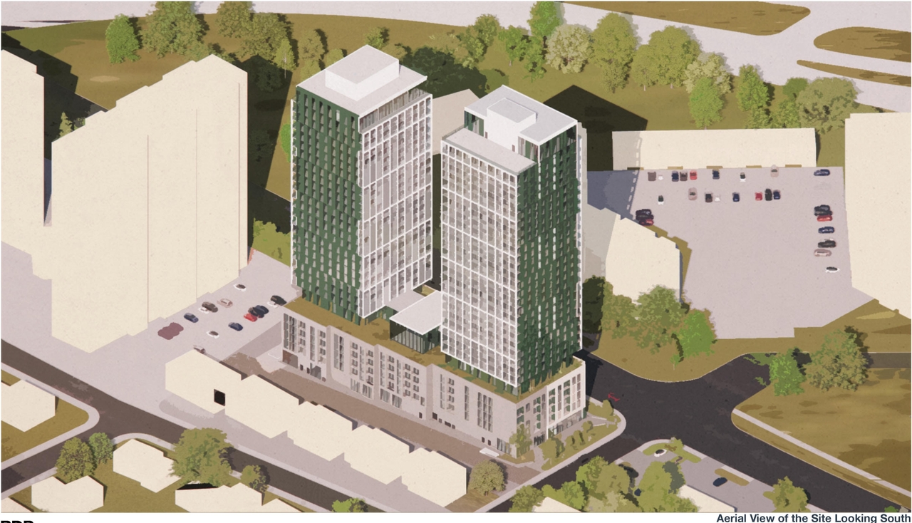 Rendering of building from page 21 of the file '2024-10-25 - Design Brief - D02-02-23-0051'