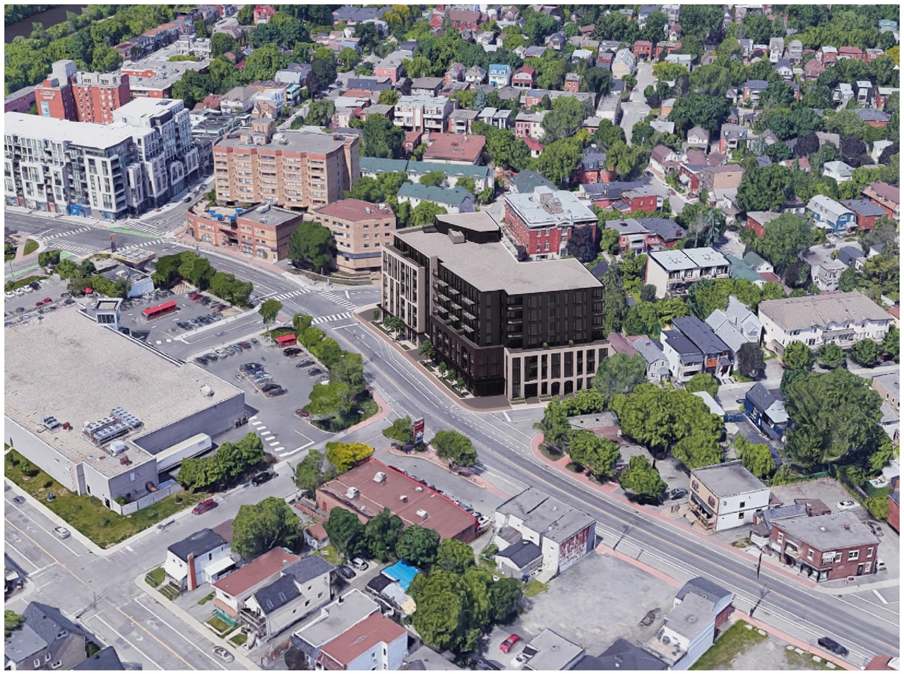 Rendering of building from page 3 of the file '2024-07-12 - Design Brief - D02-02-23-0052'