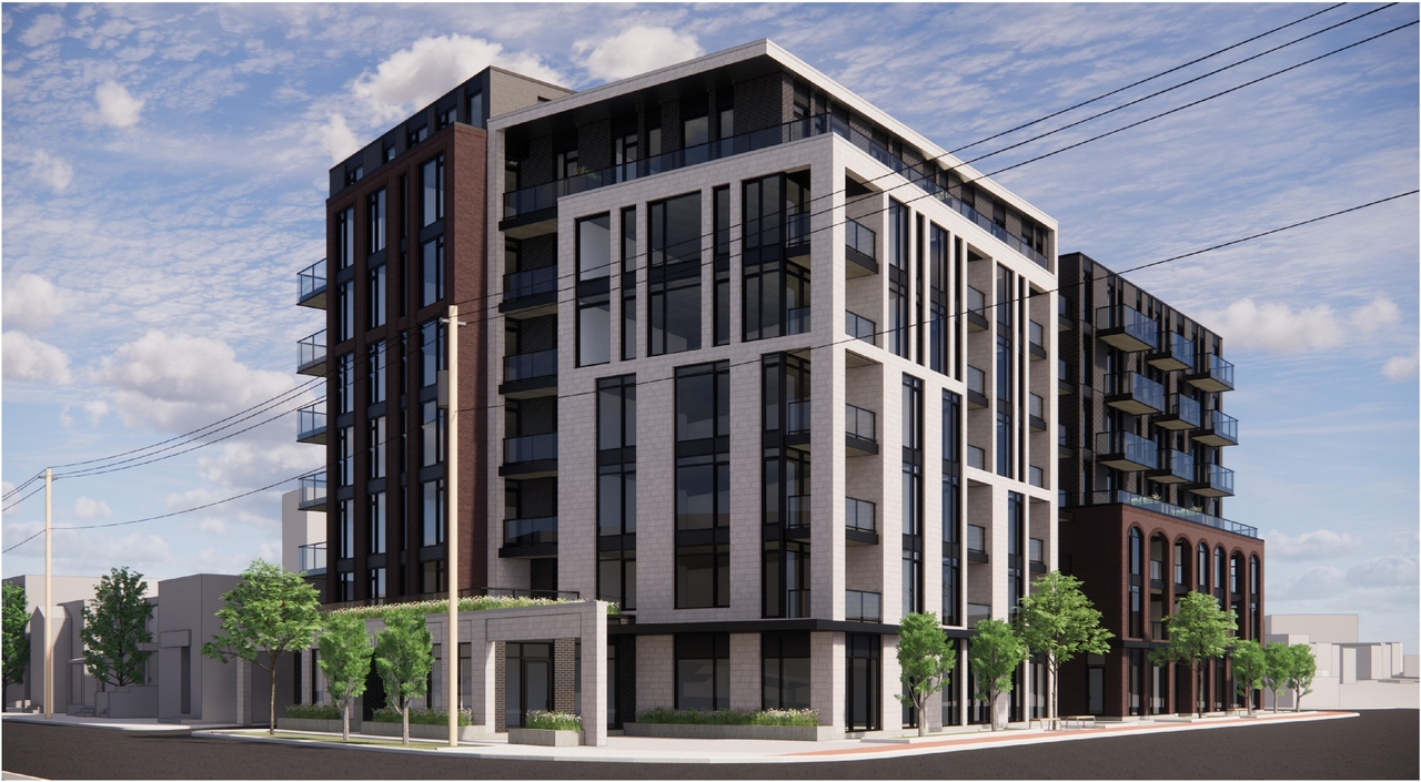 Rendering of building from page 4 of the file '2024-07-12 - Design Brief - D02-02-23-0052'