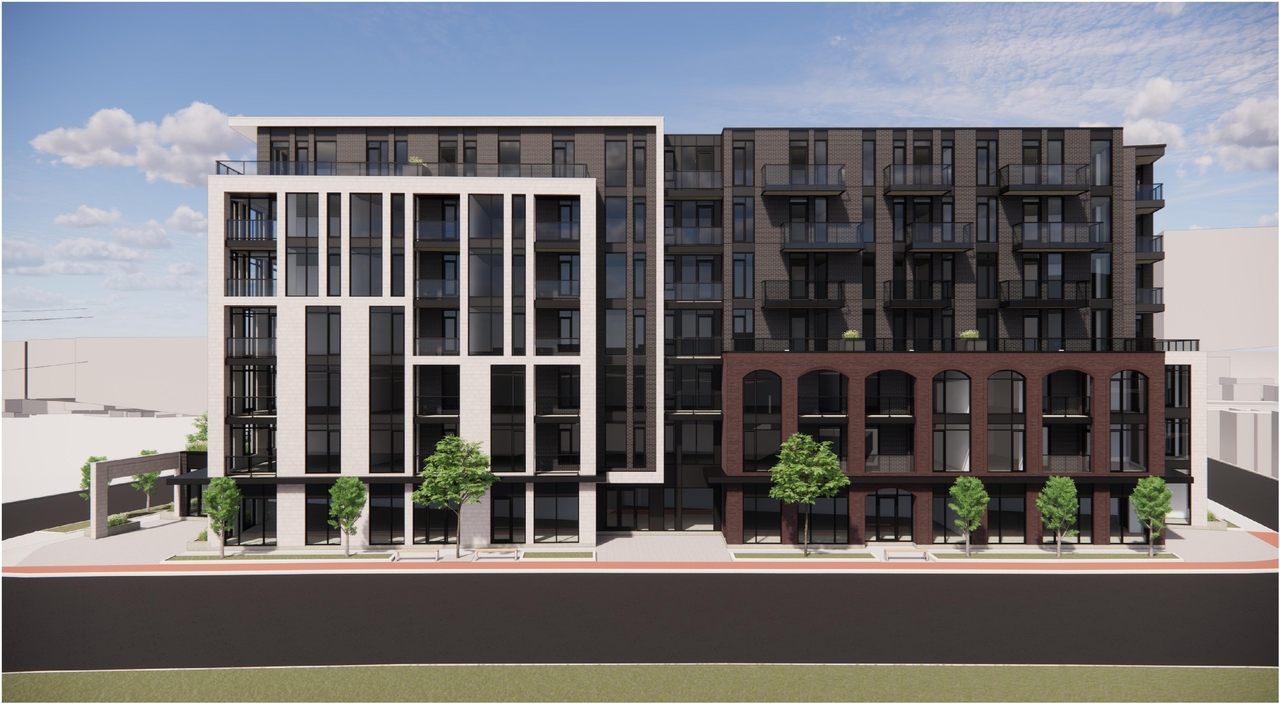 Rendering of building from page 6 of the file '2024-07-12 - Design Brief - D02-02-23-0052'
