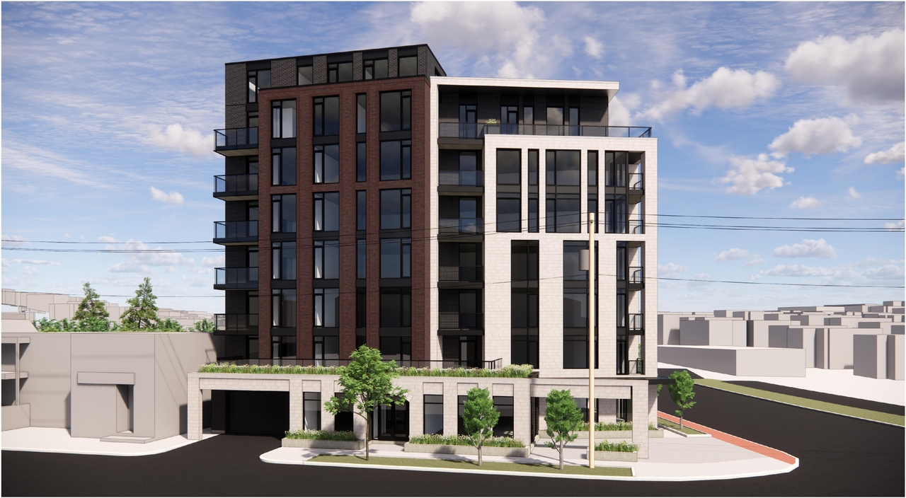 Rendering of building from page 8 of the file '2024-07-12 - Design Brief - D02-02-23-0052'