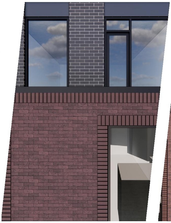 Rendering of building from page 9 of the file '2024-07-12 - Design Brief - D02-02-23-0052'