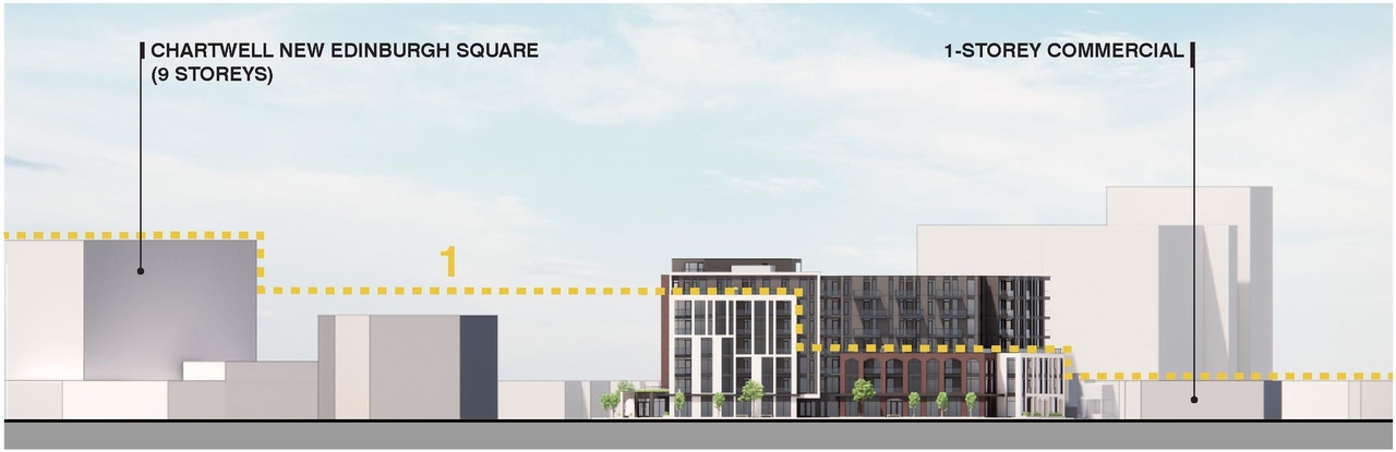 Rendering of building from page 9 of the file '2024-07-12 - Design Brief - D02-02-23-0052'