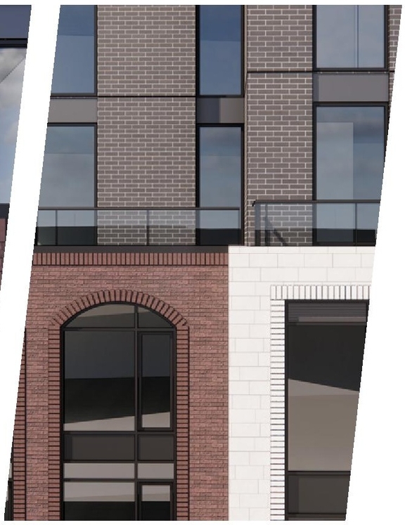 Rendering of building from page 9 of the file '2024-07-12 - Design Brief - D02-02-23-0052'