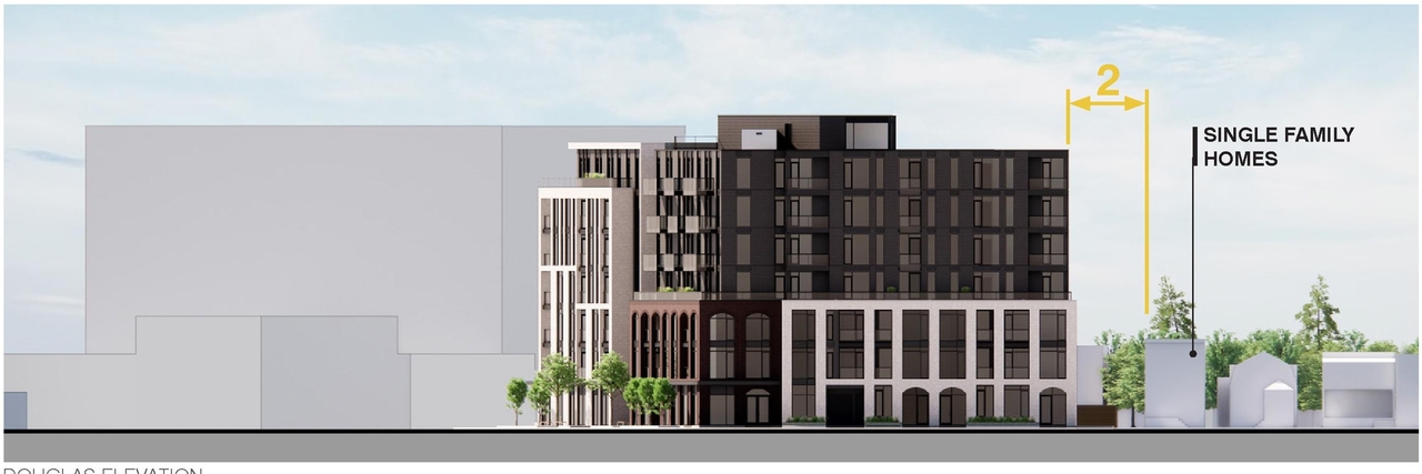 Rendering of building from page 9 of the file '2024-07-12 - Design Brief - D02-02-23-0052'