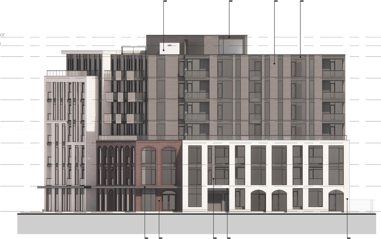 Rendering of building from page 19 of the file '2024-07-12 - Design Brief - D02-02-23-0052'