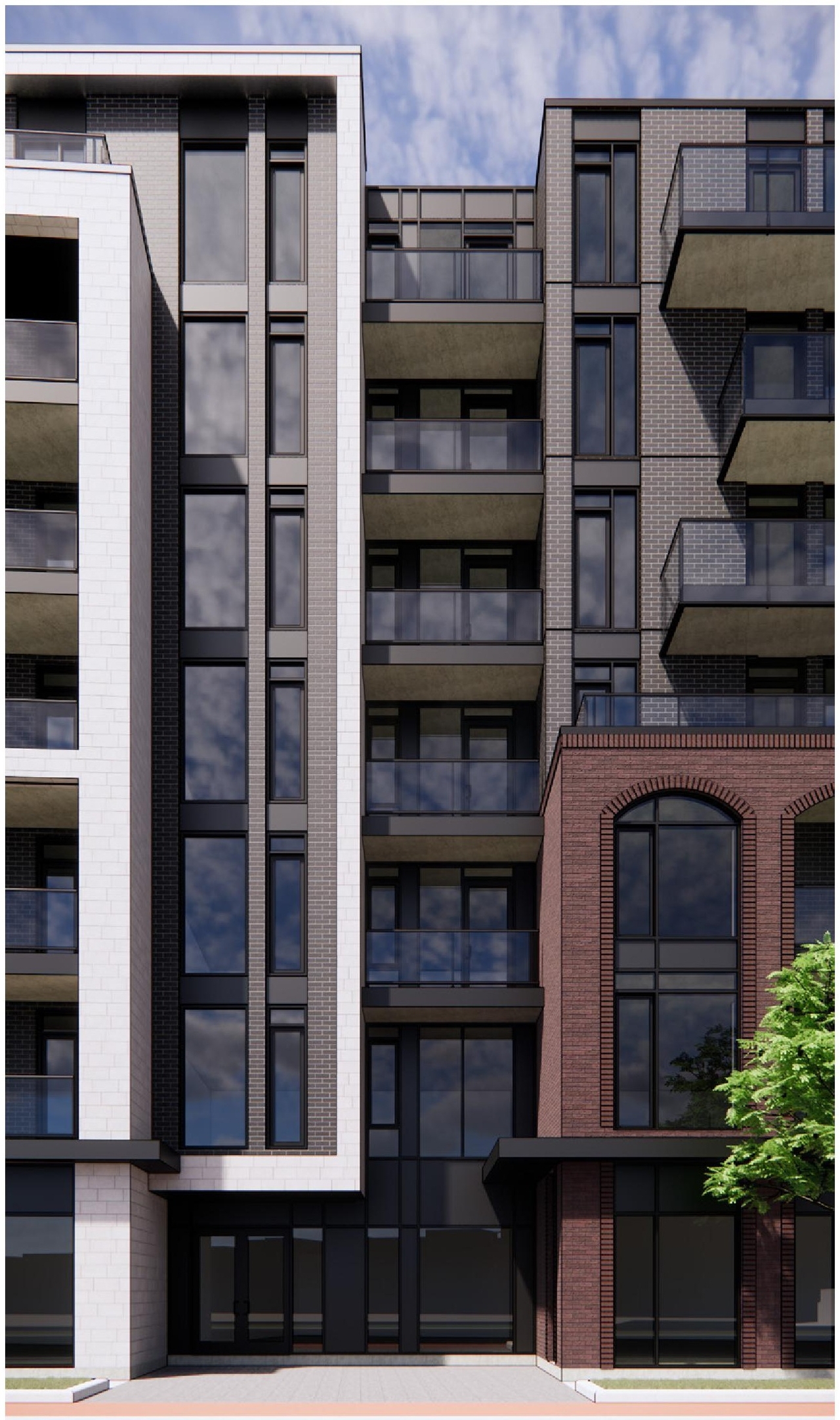 Rendering of building from page 21 of the file '2024-07-12 - Design Brief - D02-02-23-0052'