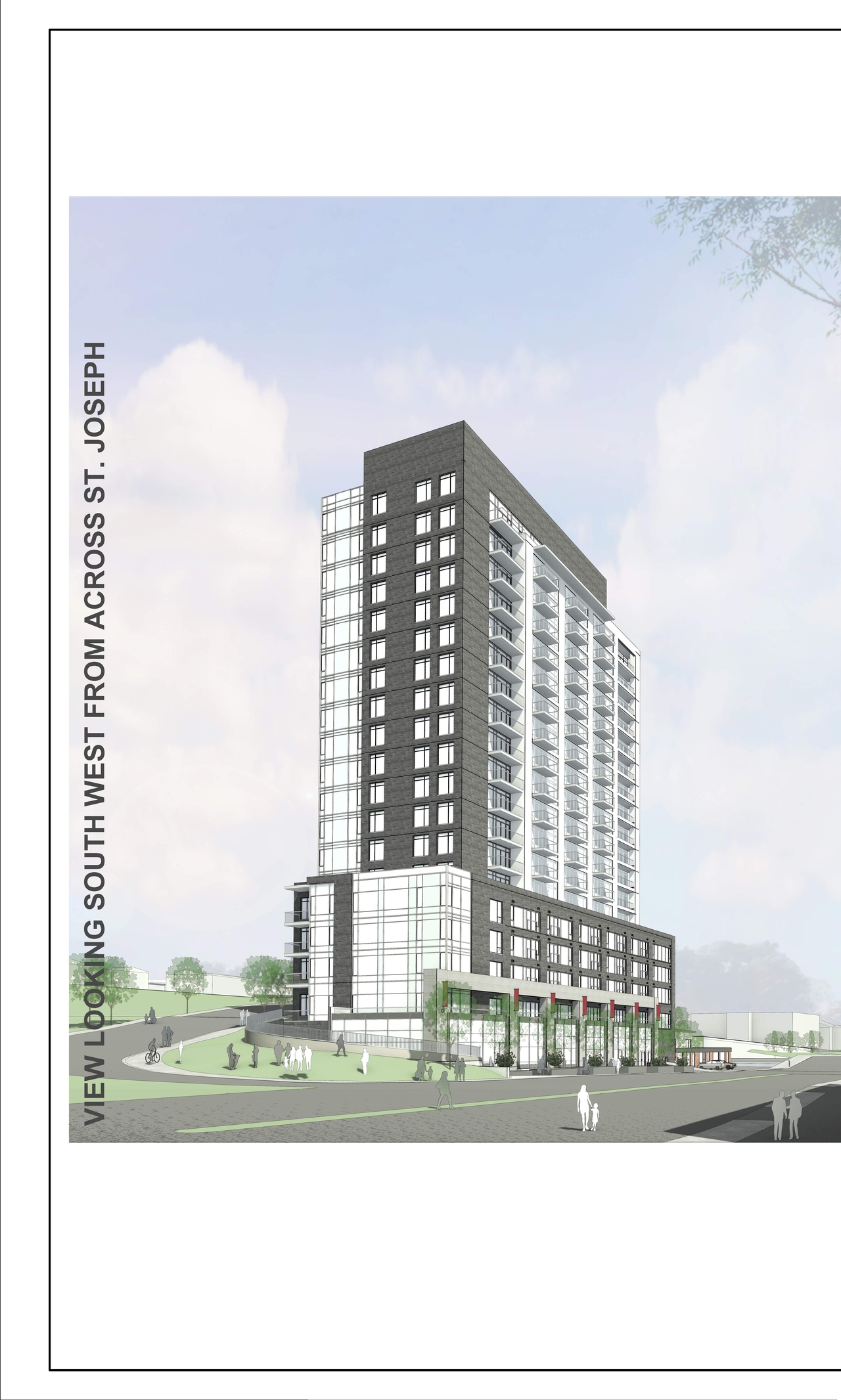 Rendering of building from page 8 of the file '2023-06-16 - Context, Site, Floor, Elevation, Sections, 3D Views, Sunshade,Plans - D02-02-23-0057'