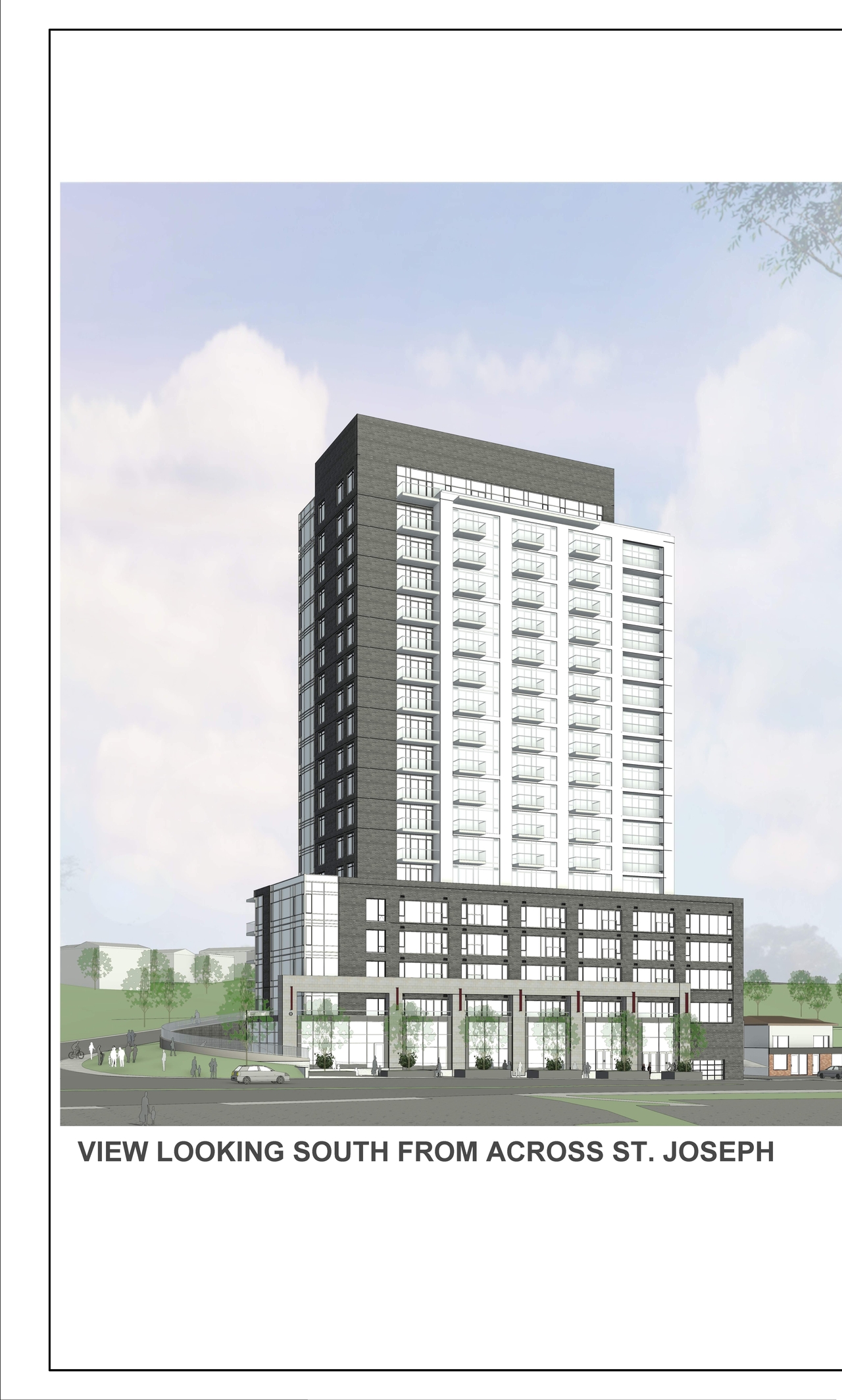 Rendering of building from page 9 of the file '2023-06-16 - Context, Site, Floor, Elevation, Sections, 3D Views, Sunshade,Plans - D02-02-23-0057'