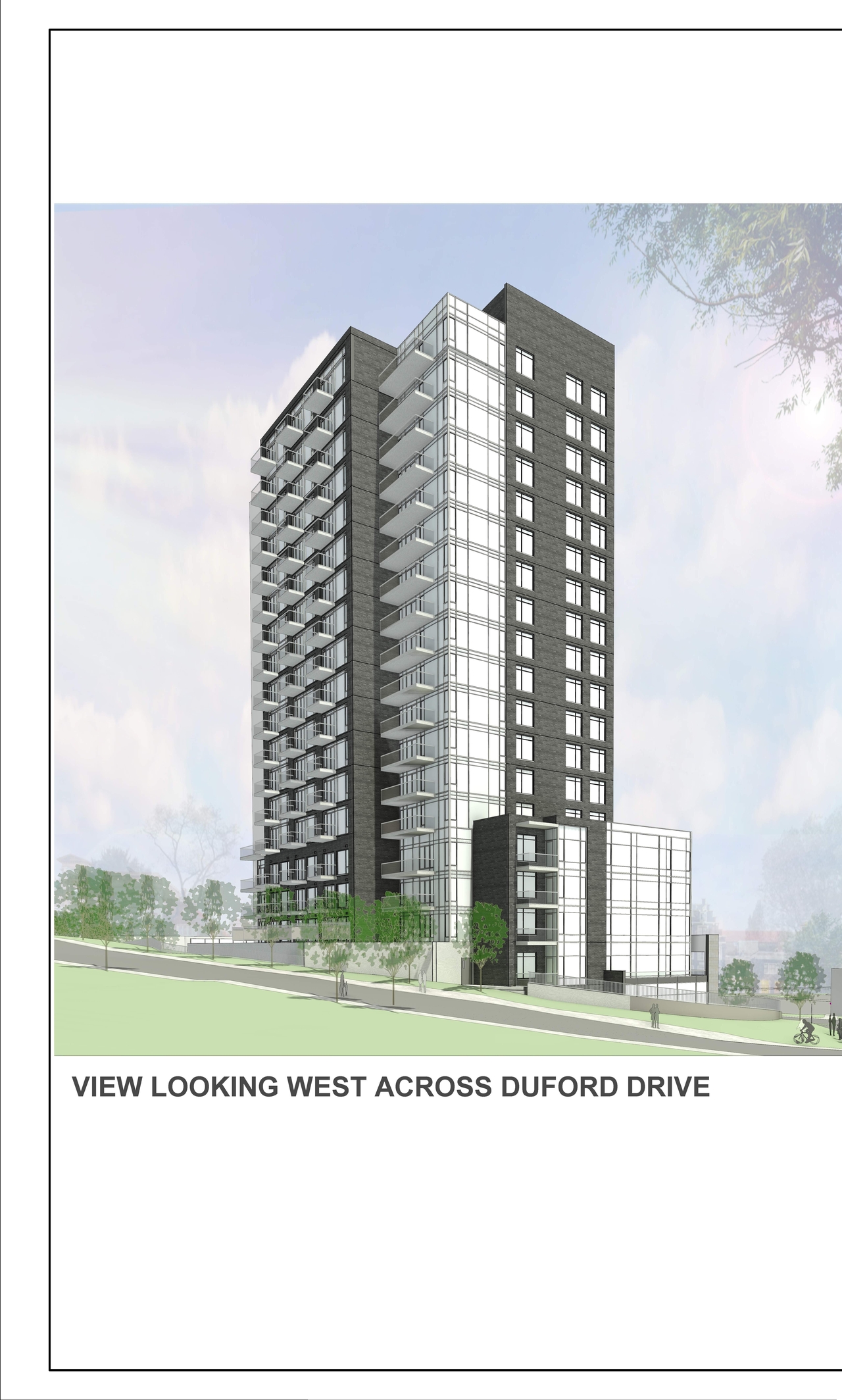 Rendering of building from page 10 of the file '2023-06-16 - Context, Site, Floor, Elevation, Sections, 3D Views, Sunshade,Plans - D02-02-23-0057'