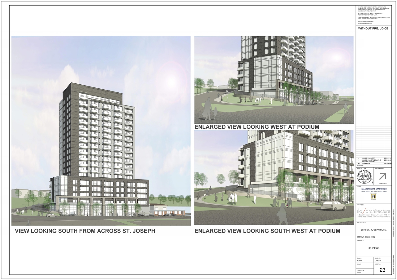 Rendering of building from page 24 of the file '2024-03-19 - Urban Design Review Panel Slide Deck - D02-02-23-0057'
