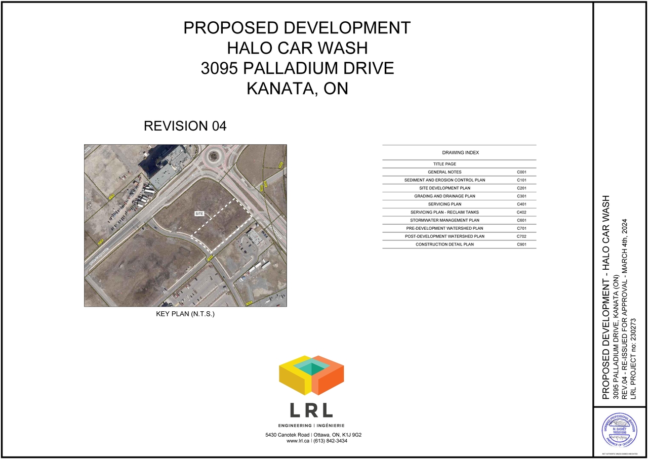 Construction site plan for project from page 1 of the file '2024-03-12 - Design Drawing Package -D02-02-23-0058'