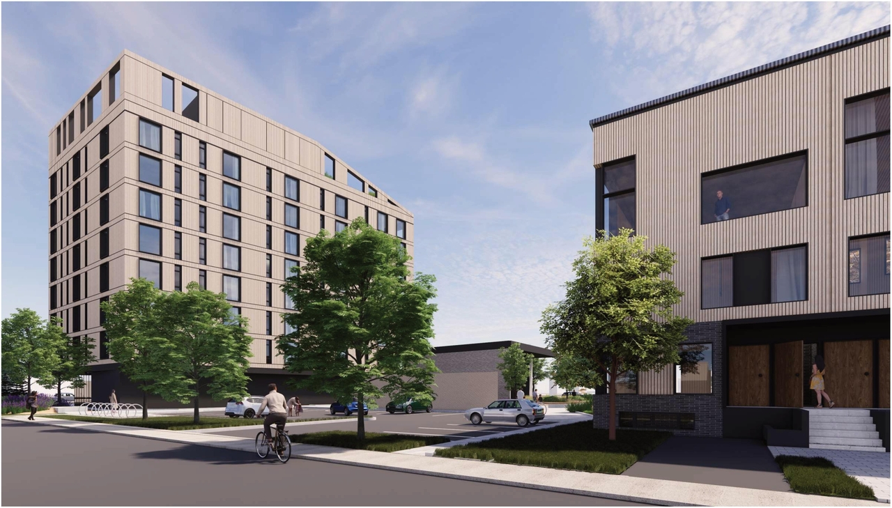 Rendering of building from page 34 of the file '2024-04-08 - Design Brief - D02-02-23-0062'