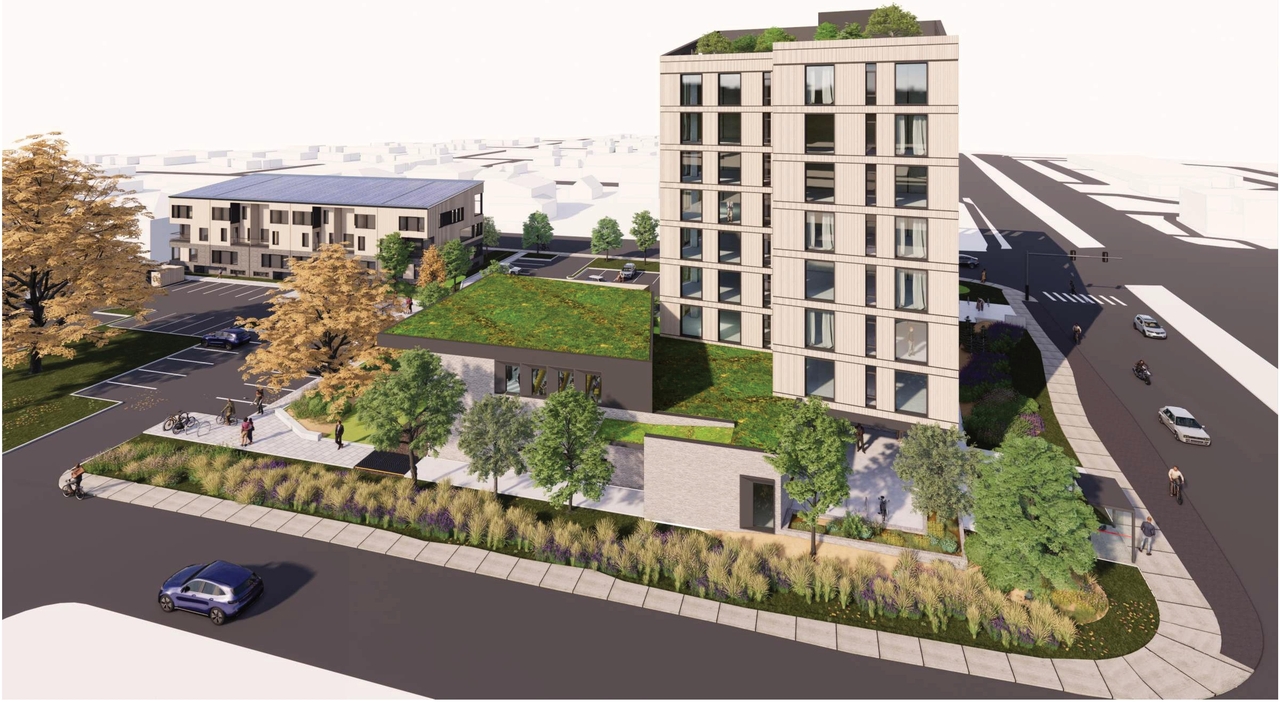 Rendering of building from page 37 of the file '2024-04-08 - Design Brief - D02-02-23-0062'