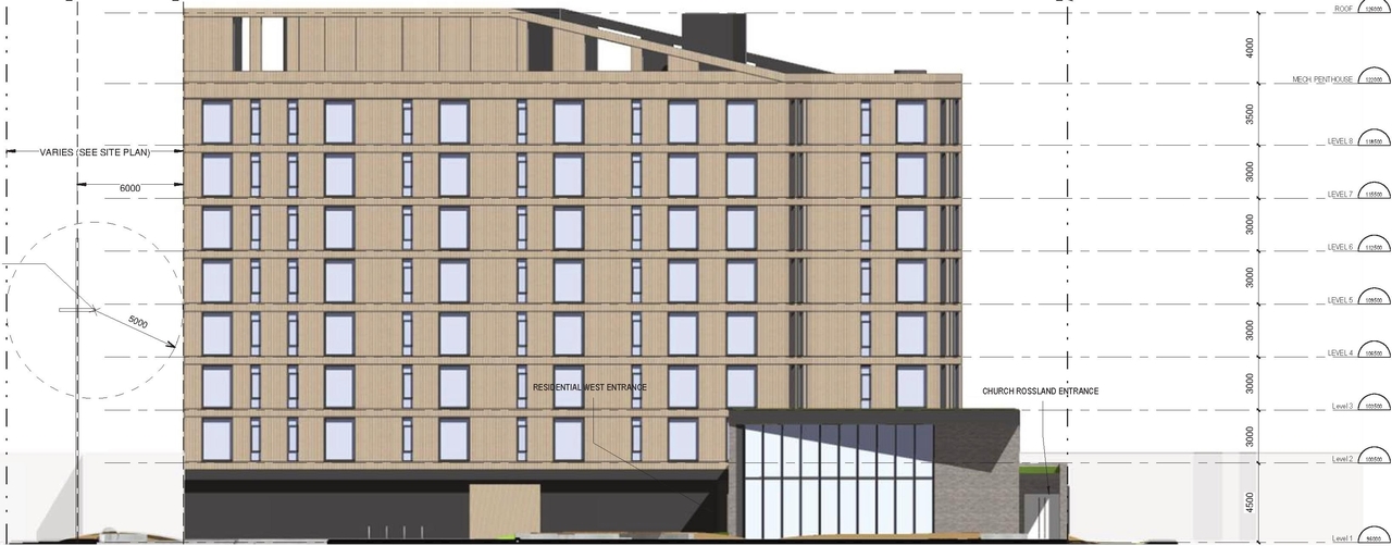 Rendering of building from page 39 of the file '2024-04-08 - Design Brief - D02-02-23-0062'