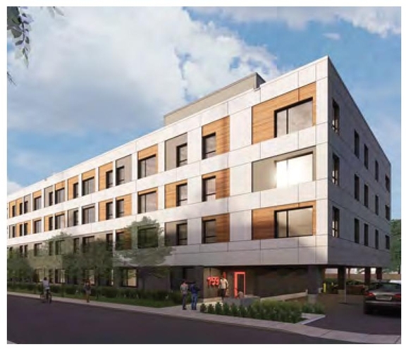 Rendering of building from page 49 of the file '2024-06-21 - Design Brief - D02-02-23-0076'