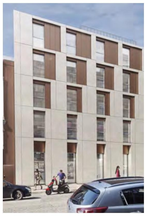 Rendering of building from page 49 of the file '2024-06-21 - Design Brief - D02-02-23-0076'
