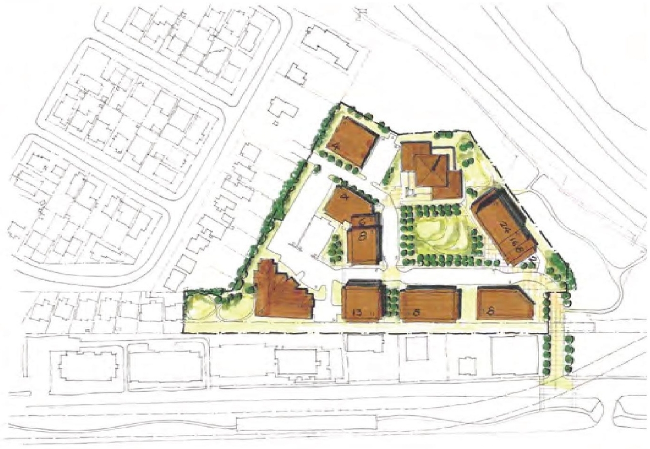 Construction site plan for project from page 50 of the file '2024-06-21 - Design Brief - D02-02-23-0076'