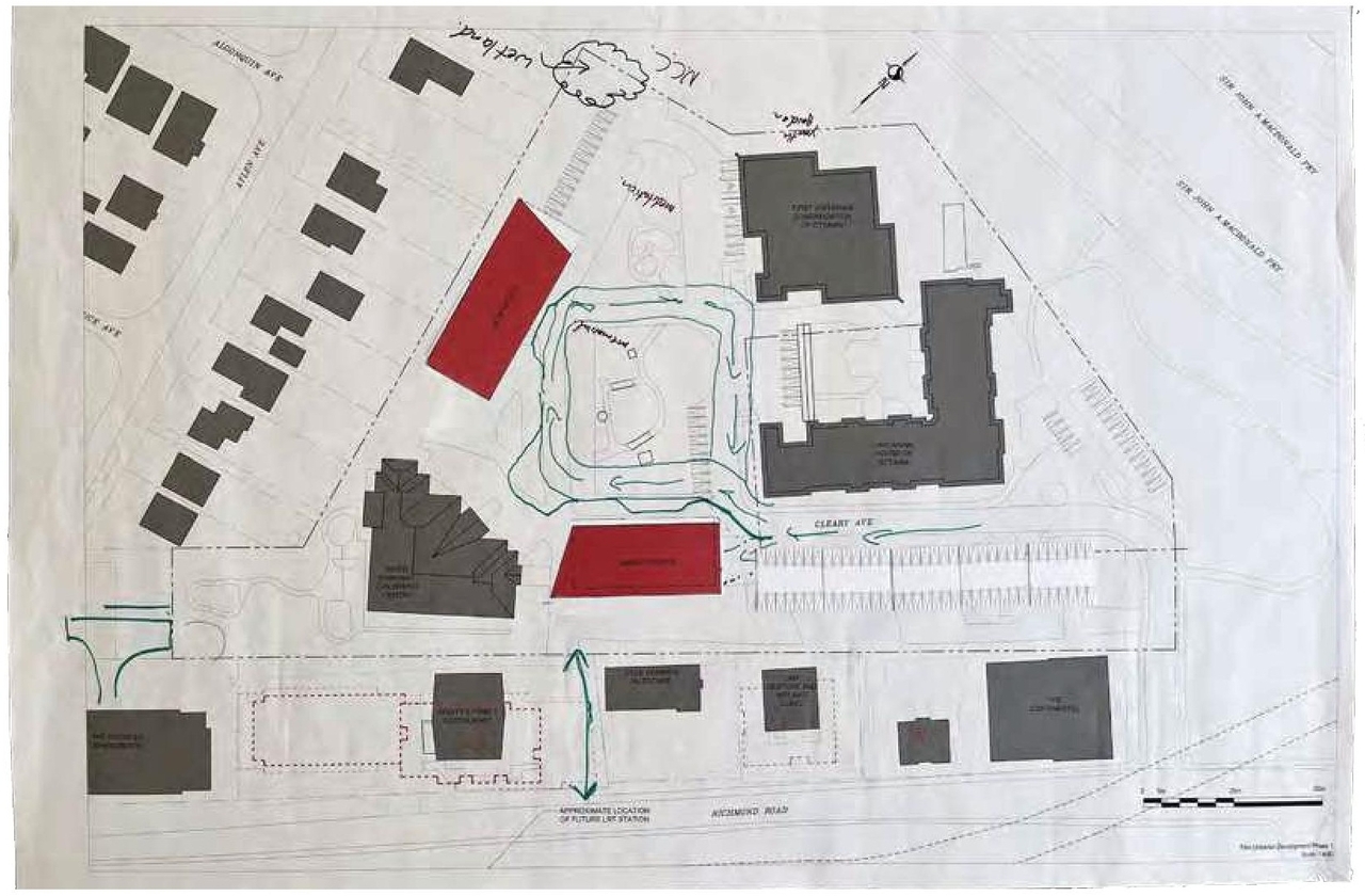Construction site plan for project from page 52 of the file '2024-06-21 - Design Brief - D02-02-23-0076'
