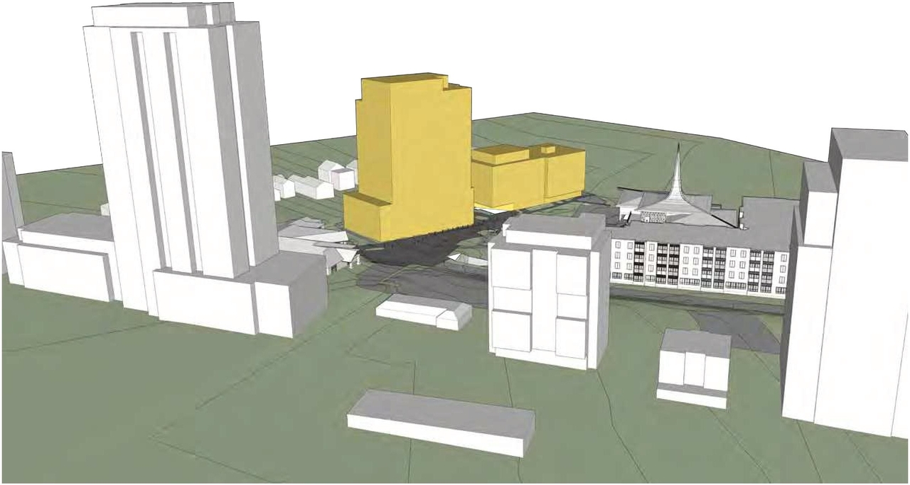 Rendering of building from page 58 of the file '2024-06-21 - Design Brief - D02-02-23-0076'