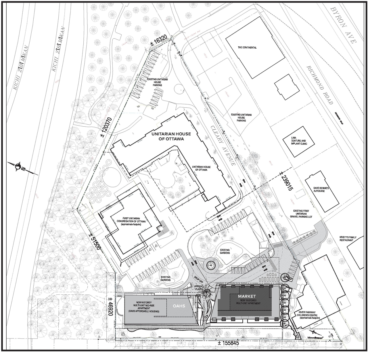 Construction site plan for project from page 71 of the file '2024-06-21 - Design Brief - D02-02-23-0076'