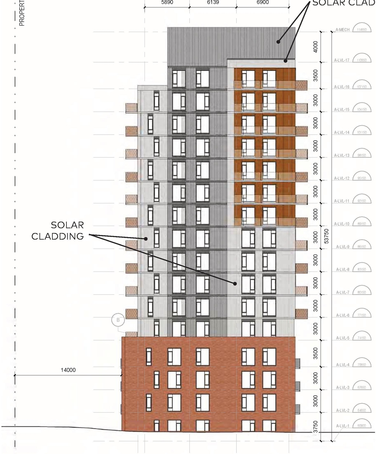 Rendering of building from page 77 of the file '2024-06-21 - Design Brief - D02-02-23-0076'