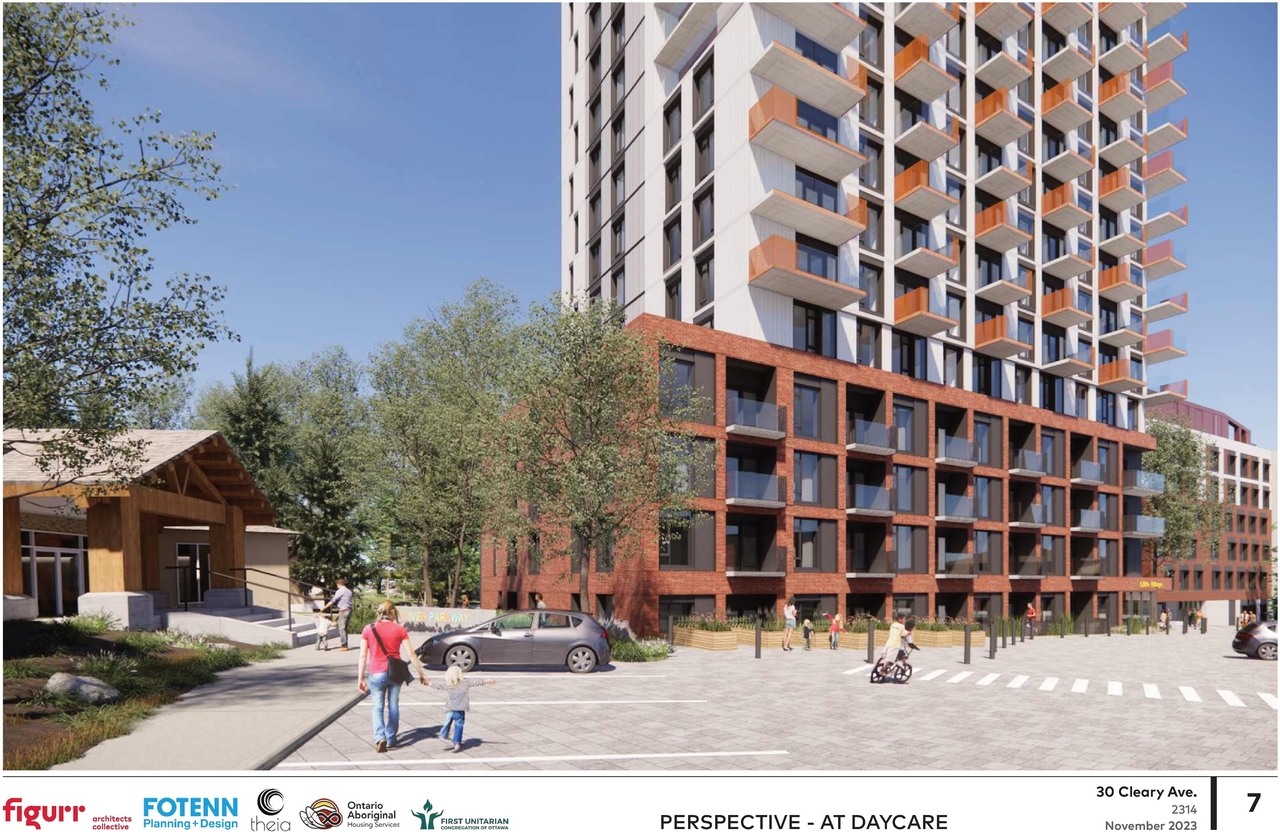 Rendering of building from page 7 of the file '2023-11-24 - Design Brief - D02-02-23-0076'