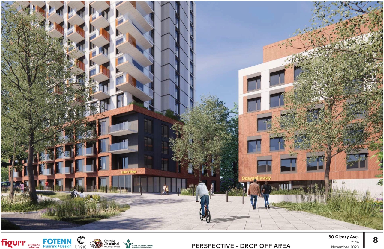 Rendering of building from page 8 of the file '2023-11-24 - Design Brief - D02-02-23-0076'