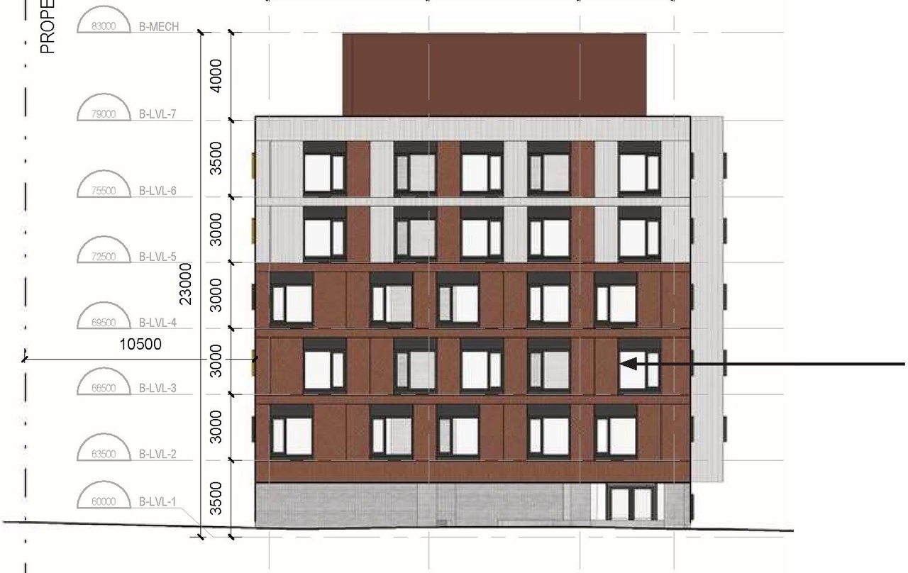 Rendering of building from page 53 of the file '2023-11-24 - Design Brief - D02-02-23-0076'