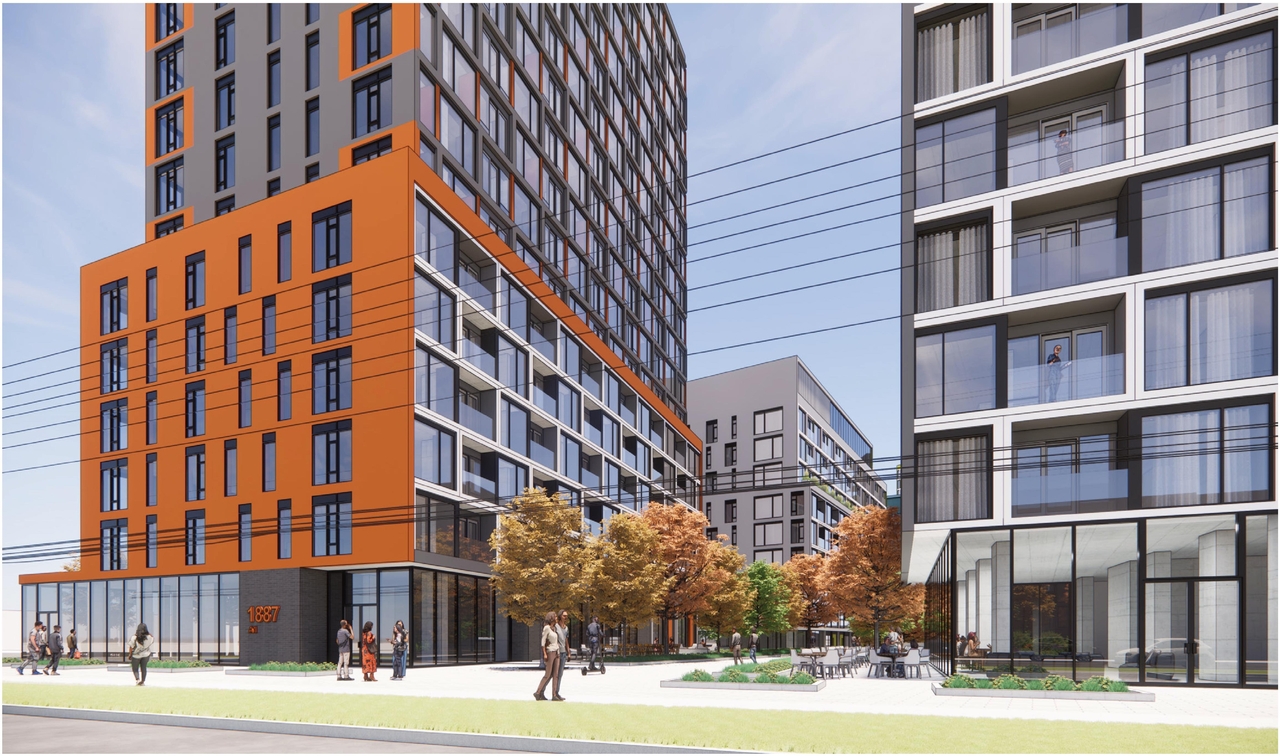 Rendering of building from page 34 of the file '2024-04-11 - Design Brief - D02-02-24-0006'