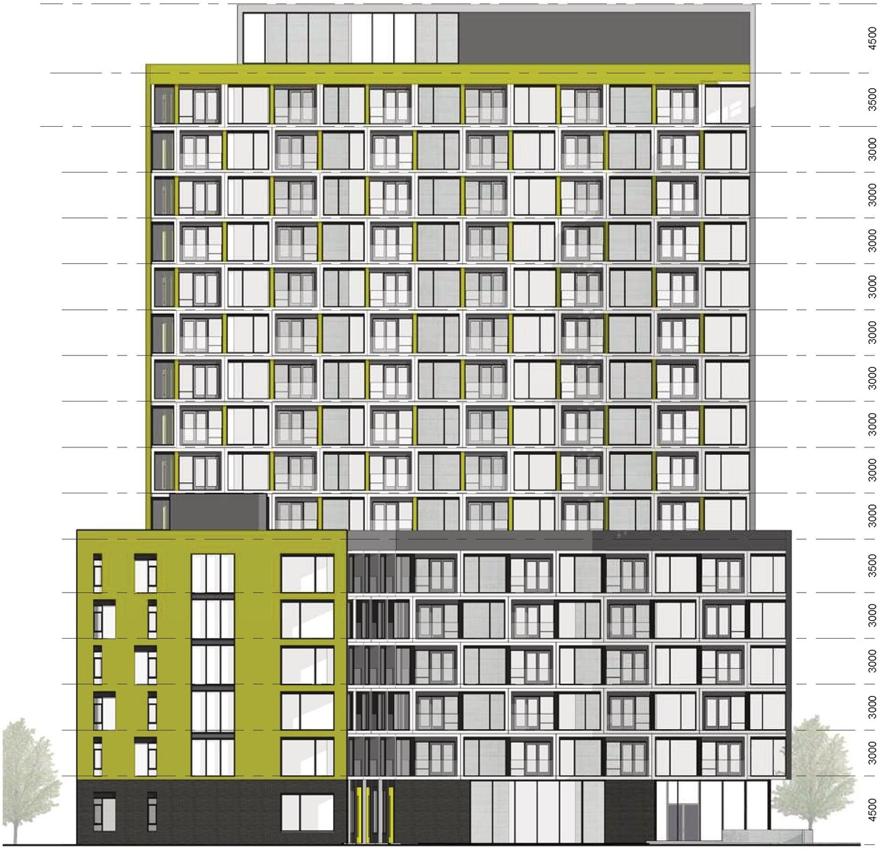 Rendering of building from page 50 of the file '2024-04-11 - Design Brief - D02-02-24-0006'