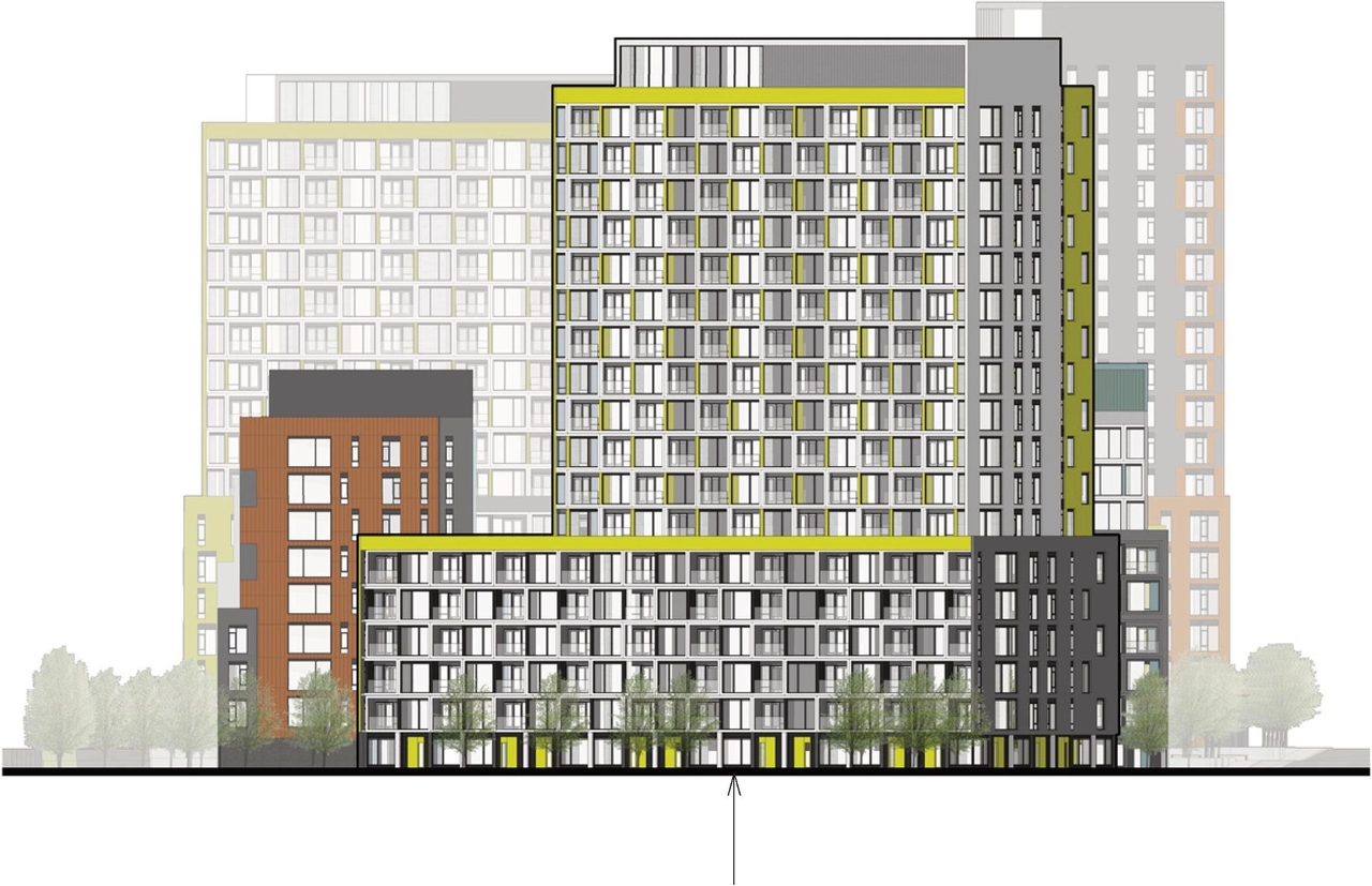 Rendering of building from page 61 of the file '2024-04-11 - Design Brief - D02-02-24-0006'