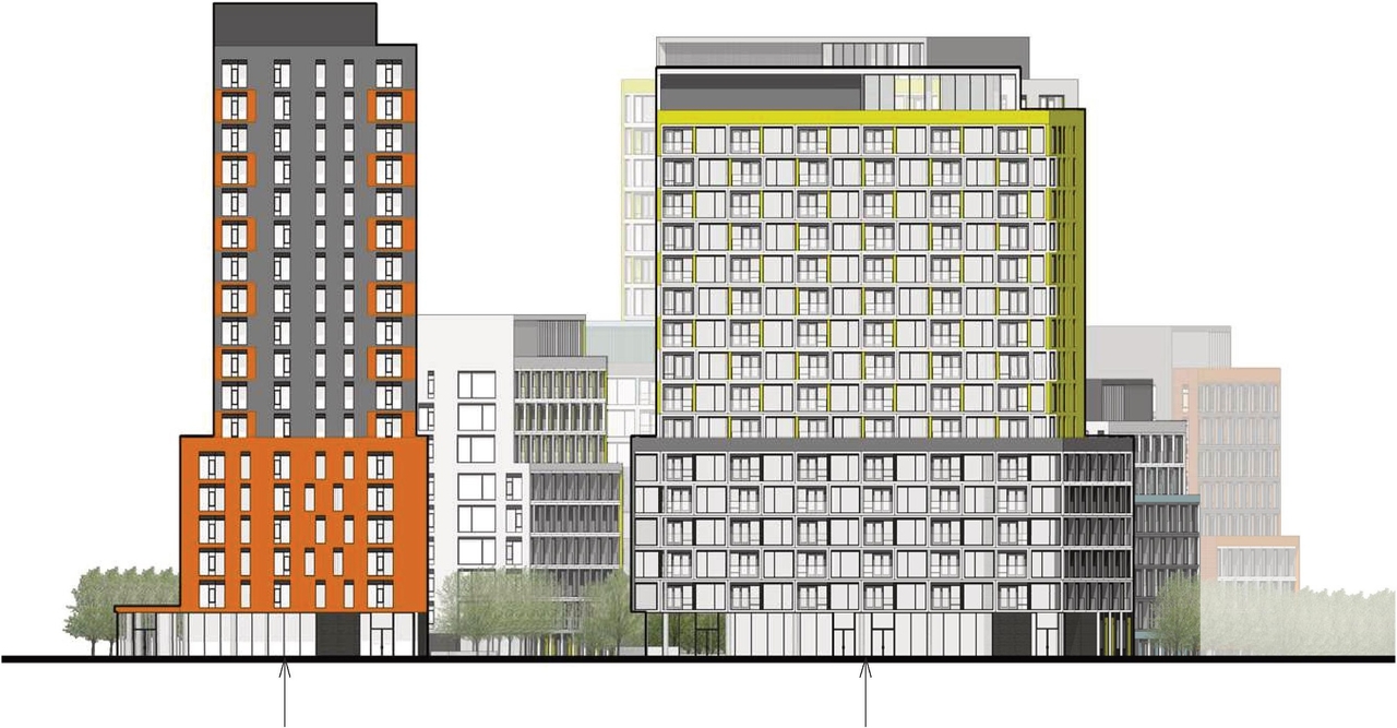 Rendering of building from page 63 of the file '2024-04-11 - Design Brief - D02-02-24-0006'