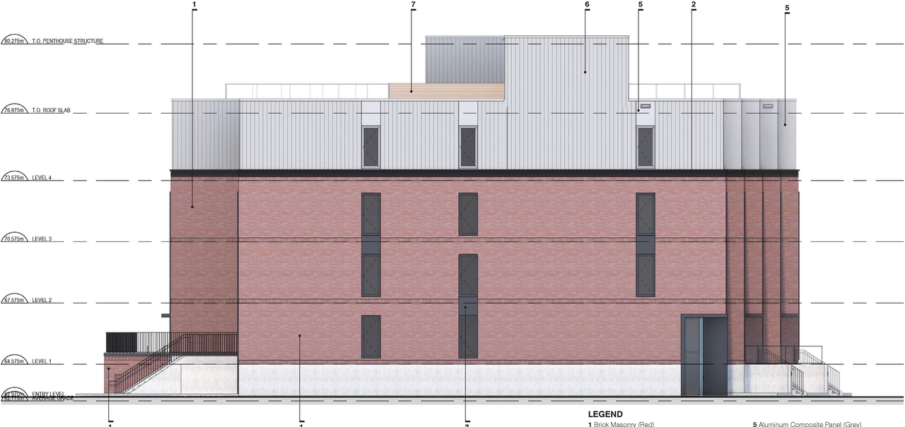 Rendering of building from page 17 of the file '2024-04-12 - Design Brief - D02-02-24-0007'