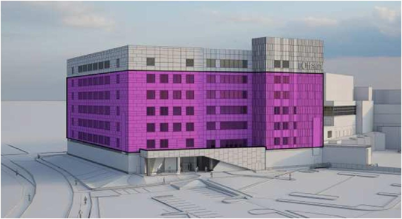 Rendering of building from page 33 of the file '2024-04-20 - Urban Design Brief - D02-02-24-0009'