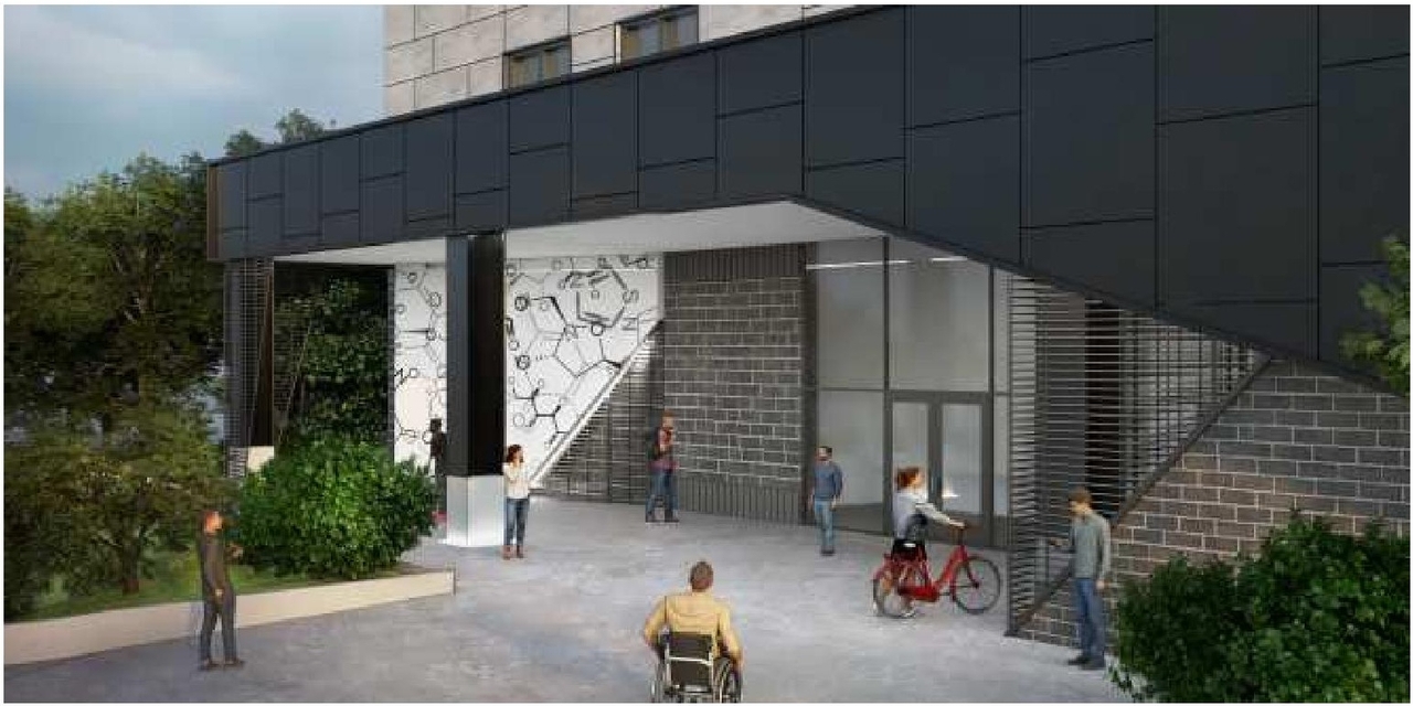 Rendering of building from page 38 of the file '2024-04-20 - Urban Design Brief - D02-02-24-0009'