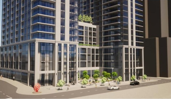 Rendering of building from page 21 of the file '2024-06-19 - Design Brief - D02-02-24-0017'