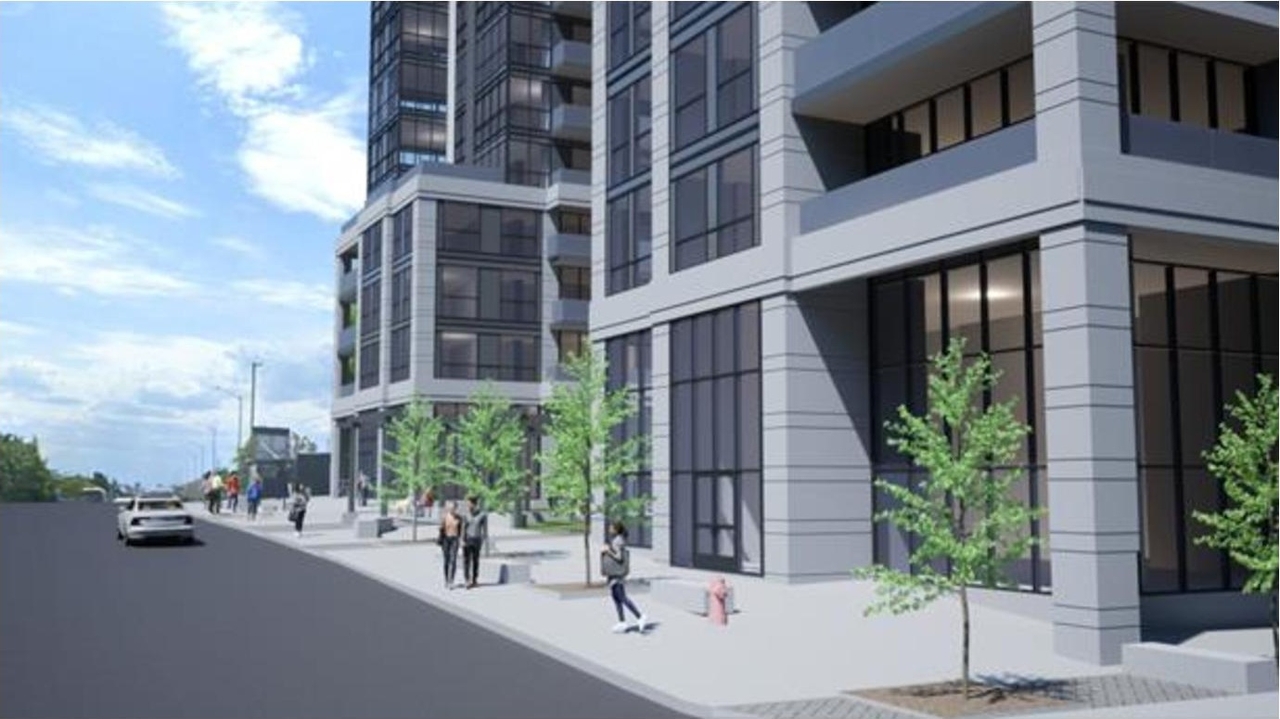 Rendering of building from page 23 of the file '2024-06-19 - Design Brief - D02-02-24-0017'