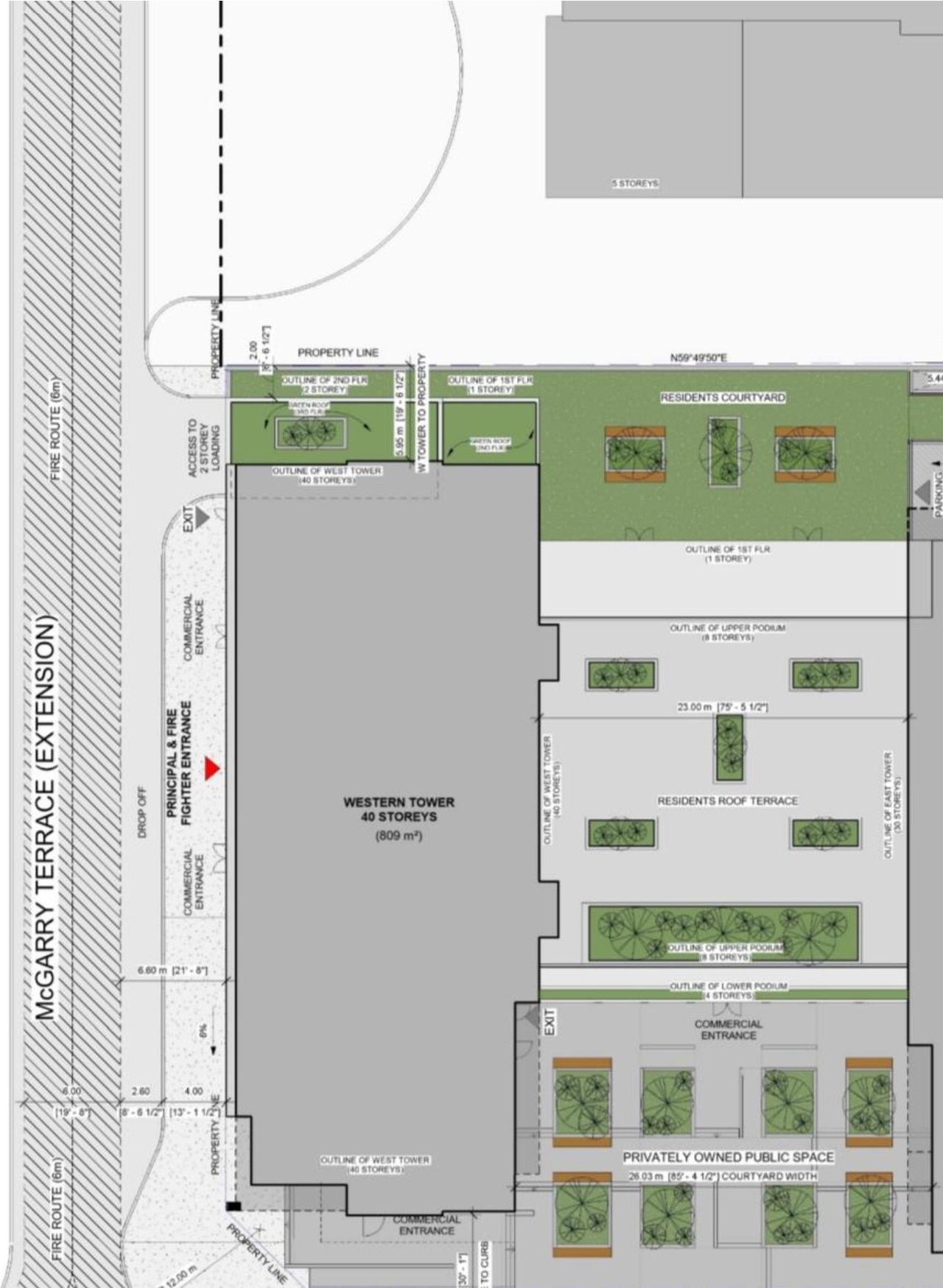 Construction site plan for project from page 23 of the file '2024-06-19 - Urban Design Review Panel Report - D02-02-24-0017'